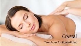  Presentation with beauty salon - Slide set having spa salon getting massage background and a coral colored foreground