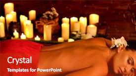  Presentation with spa salon - Audience pleasing theme consisting of spa salon girl on candle backdrop and a crimson colored foreground