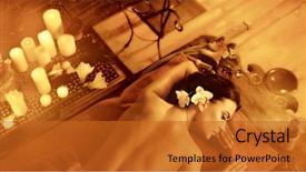  Presentation with spa salon - Beautiful presentation theme featuring spa salon girl on candle backdrop and a gold colored foreground