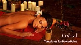  Presentation with spa salon - Beautiful PPT theme featuring spa salon girl on candle backdrop and a  colored foreground
