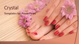  Presentation with spa salon - Presentation theme with spa salon on pedicure background and a coral colored foreground