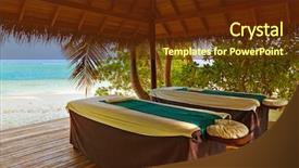  Presentation with salon and spa - Beautiful PPT theme featuring spa saloon on maldives island backdrop and a  colored foreground