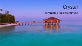  Presentation with salon and spa - Slide set consisting of spa saloon on maldives island - nature travel background background and a light blue colored foreground