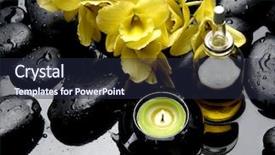  Presentation with essential oil - Cool new presentation theme with spa scene -candle and orchid with bottle of essential oil on pebbles backdrop and a wine colored foreground