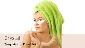  Presentation with serene - Presentation with spa serene woman with gel eye mask background and a coral colored foreground