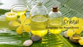  Presentation with banana - Audience pleasing PPT theme consisting of spa set on banana leaf backdrop and a yellow colored foreground