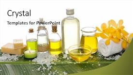  Presentation with food in banana leaf - Presentation theme having spa set on banana leaf background and a white colored foreground