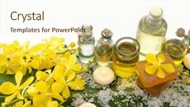  Presentation with banana - Audience pleasing PPT layouts consisting of spa set on banana leaf backdrop and a cream colored foreground