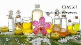  Presentation with food in banana leaf - PPT theme enhanced with spa set on banana leaf background and a  colored foreground