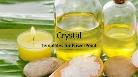  Presentation with banana - Colorful PPT theme enhanced with spa set on banana leaf with pebbles backdrop and a yellow colored foreground