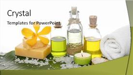  Presentation with salt - Presentation featuring spa-set-on-banana-leaf and a  colored foreground