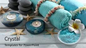  Presentation with baby spa - Presentation design having spa set on wooden background background and a light gray colored foreground