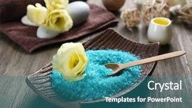  Presentation with closeup of foosball table soccer - Beautiful PPT theme featuring spa set on wooden table backdrop and a  colored foreground