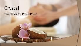  Presentation with coconut - Amazing PPT theme having spa set with coconut and candles close up backdrop and a coral colored foreground