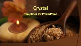  Presentation with set flowers tagetes patula - Slide deck with spa set with sea salt background and a tawny brown colored foreground