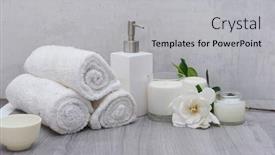  Presentation with spa white orchids black - Slide set with spa-setting-and-spa-composition background and a light gray colored foreground