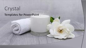  Presentation with spa - Audience pleasing PPT theme consisting of spa-setting-and-spa-composition backdrop and a light gray colored foreground