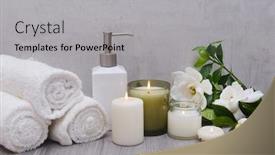  Presentation with spa white orchids black - PPT theme enhanced with spa-setting-and-spa-composition background and a light gray colored foreground