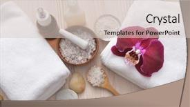  Presentation with spa stones leaves - Slide deck having spa setting concept with oil background and a lemonade colored foreground