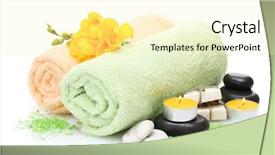  Presentation with spa - Presentation design enhanced with spa setting isolated on white background and a  colored foreground