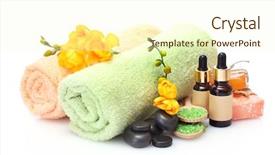  Presentation with spa white orchids black - Colorful slide deck enhanced with spa setting isolated on white backdrop and a cream colored foreground