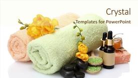  Presentation with maintenance - Theme having spa setting isolated on white background and a  colored foreground