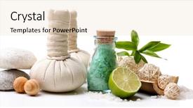  Presentation with spa - Cool new presentation theme with spa setting isolated on white backdrop and a lemonade colored foreground