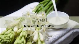  Presentation with tuberose - PPT layouts consisting of spa-setting-on-black-background background and a mint green colored foreground