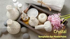  Presentation with target setting - Slide set enhanced with spa setting on gray background background and a tawny brown colored foreground