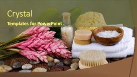  Presentation with pink black - Cool new PPT theme with spa-setting-on-mat backdrop and a tawny brown colored foreground