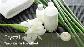  Presentation with bamboo flower - Amazing slides having spa setting on mat with bamboo grove oil candle white flower on towel backdrop and a violet colored foreground