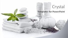  Presentation with spa white orchids black - Theme consisting of spa setting on table isolated background and a white colored foreground