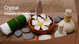  Presentation with spa salon - Slides consisting of spa setting on wooden background background and a coral colored foreground