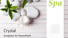  Presentation with table setting - Slide deck with spa setting on wooden table background and a white colored foreground