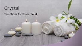  Presentation with plumeria - Presentation design with spa-setting-plumeria-flowers-candles background and a light gray colored foreground