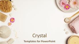  Presentation with rustic purple flower - Audience pleasing slide deck consisting of spa setting sea salt candles backdrop and a sky blue colored foreground