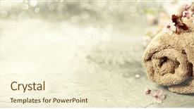  Presentation with spring flowers on textured - Slide deck enhanced with spa setting towel spring flowers background and a cream colored foreground