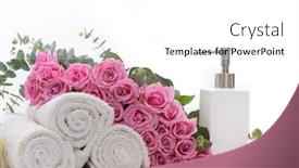  Presentation with pink rose petals - PPT theme enhanced with spa-setting-with-bouquet background and a white colored foreground