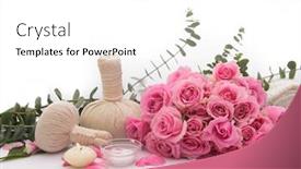  Presentation with pink rose petals - Theme having spa-setting-with-bouquet background and a white colored foreground