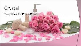  Presentation with pink rose petals - Slide deck featuring spa-setting-with-bouquet background and a white colored foreground