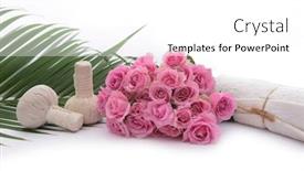  Presentation with pink green - PPT layouts consisting of spa-setting-with-bouquet background and a white colored foreground