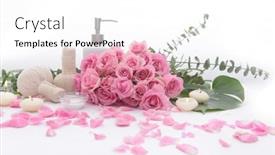  Presentation with pink rose petals - Slides having spa-setting-with-bouquet background and a white colored foreground