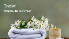  Presentation with candle - Audience pleasing presentation consisting of spa-setting-with-candle-towel backdrop and a gray colored foreground