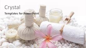  Presentation with spa stones leaves - Audience pleasing slide set consisting of spa-setting-with-frangipani backdrop and a white colored foreground