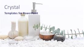  Presentation with eucalyptus leaves - Cool new slide deck with spa-setting-with-green-eucalyptus backdrop and a sky blue colored foreground