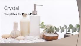  Presentation with spa stones leaves - Amazing presentation having spa-setting-with-green-eucalyptus backdrop and a sky blue colored foreground