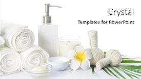  Presentation with essential oil - Presentation theme enhanced with spa-setting-with-green-frangipani background and a white colored foreground