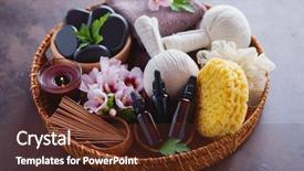  Presentation with hibiscus - Colorful slide set enhanced with spa setting with hibiscus flowers backdrop and a tawny brown colored foreground