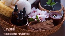  Presentation with hibiscus - Cool new slide deck with spa setting with hibiscus flowers backdrop and a tawny brown colored foreground