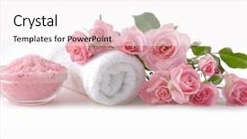  Presentation with pink rose - Audience pleasing slide deck consisting of spa setting with lying pink backdrop and a white colored foreground
